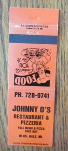 HALE, MICHIGAN MATCHBOOK COVER: JOHNNY O'S PIZZERIA EMPTY MATCHCOVER -D - Picture 1 of 1