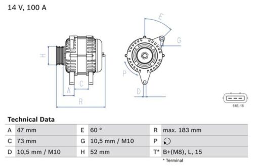 Lichtmaschine Generator Lima BOSCH 0 986 080 920 +68.81€ Pfand für E46 BMW 3er