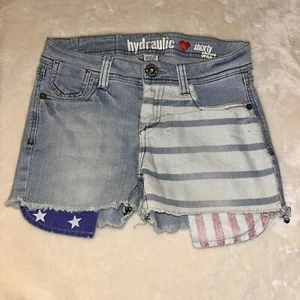 HYDRAULIC Light Wash Stripes and Stars Denim Jeans Short Blue Kids Youth 12 - Picture 1 of 6