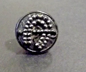 Antique Black Glass Button - Horseshoe & Crop (4267) - Picture 1 of 3