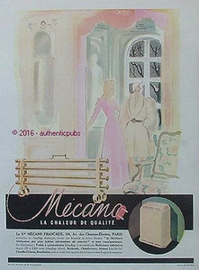 REKLAME MECANO HEIZKÖRPER BOUILLOTTE VON 1946 FRANZÖSISCH AD PUB ART DECO - Bild 1 von 1