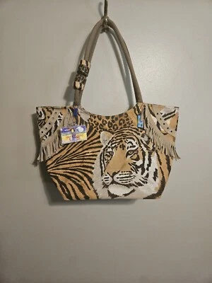 Tiger Themed Oversized Sun N Sand 20" Beach Tote Large Rare Bag Water Resistant  - Image 1 of 4