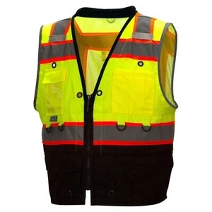 HIGH VISIBILITY CLASS 2 REFLECTIVE ROAD WORK CONSTRUCTION SURVEYOR SAFETY VEST - Picture 1 of 4