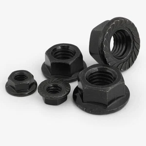 M2 M3 M4 M5 M6 M8 M10 M12 Negro Zinc Brida Hexagonal Tuerca Hexagonal Tuercas Dentadas Métricas - Imagen 1 de 5