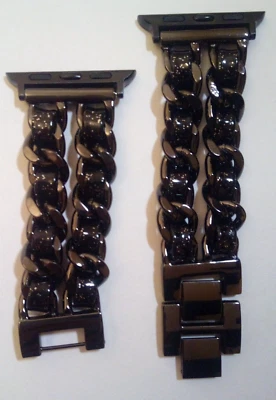 Женский ремешок для часов Apple Watch 38 мм 40 мм блестящий черный пушечный металл блестящая смола - Изображение 1 из 4