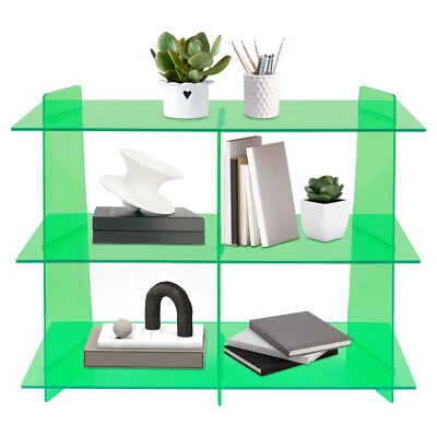 3 Tier Acrylic Bookshelf Bookcase Rack Display Storage Shelves for Small Spaces - Image 1 of 4