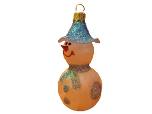 Böhmischer Weihnachtsschmuck Schneemann mit Aufhänger hellblau 10 cm von Bohemia - Picture 1 of 1