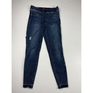 Spanx Jeggings Pull On Denim Distressed Frayed Hem Dark Wash S/P - Picture 1 of 5