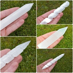 Selenite Crystal Wands, Spiral-Round-Flat Healing Wand £7.99 UK Quick Postage✔ - Picture 1 of 13