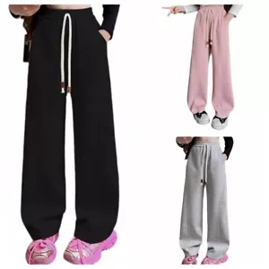 Kids Girls Jogger Active Sweatpants Daily Pants Workout Trousers Straight Sport - Picture 1 of 25