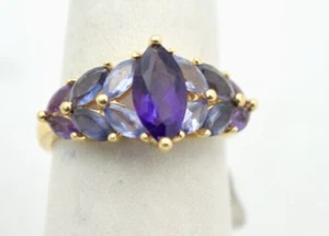 14K MARQUISE AMETHYST CENTER WITH COLORED MARQUISE STONE BAND (BTS1125) - Picture 1 of 3