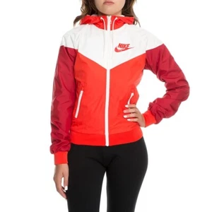 Nike Sportswear Women’s Sz M Windrunner Red White Full Zip Jacket Colorblock - Picture 1 of 5