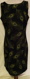 DANNY & NICOLE Peacock Dress Women’s Size 8 Black Blue Green - Picture 1 of 8