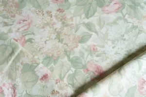 Vintage Waverly light green and pink floral rose print fabric - Picture 1 of 3