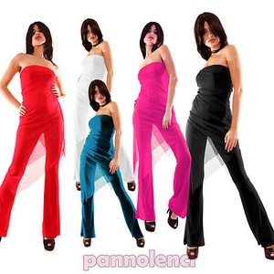 Overall tuta intera velata jumpsuit donna tutina pantaloni clubwear CC-2013 - Imagen 1 de 7