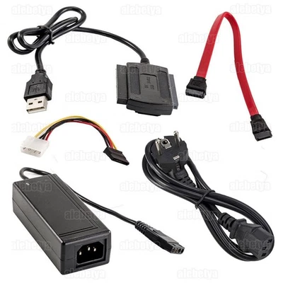 Adapter USB 3.0 auf SATA IDE 2.5" 3.5" HDD SSD Festplatte CD DVD ROM + Netzteil - Bild 1 von 4