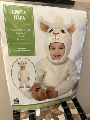 Infant Halloween Costume 12-24 Months Llama Soft Cuddly 4 Pieces Party Boy Girl - Image 1 of 4