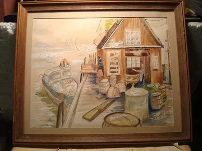 Pintura Acuarela Original Paisaje Marino Náutico FIRMADA VA,DAME '82 Foto 1 de 4