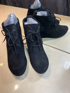 DV by Dolce Vita Women's Size 7 Black Suede Ankle Wedge Booties Boots - Picture 1 of 10