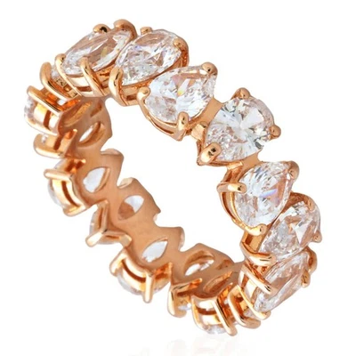 Anillo Swarovski Vittore Corte Pera Cristales, Blanco, Rosa, Tono Dorado Chapado, Talla 55 Foto 1 de 3