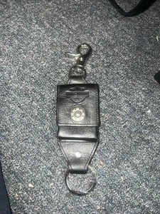 Harley Davidson Llavero de cuero negro utilitario/bolsa para monedas 2001 - Imagen 1 de 4