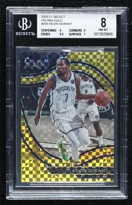 2020-21 Panini Select Courtside Gold Prizm /10 Kevin Durant #259 BGS 8 - Image 1 of 2