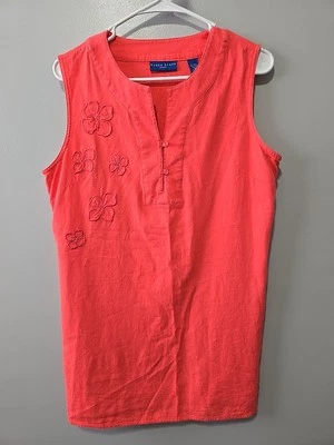 Camiseta sin mangas Karen Scott para mujer M rosa coral mezcla de lino ropa informal de resort  Foto 1 de 4