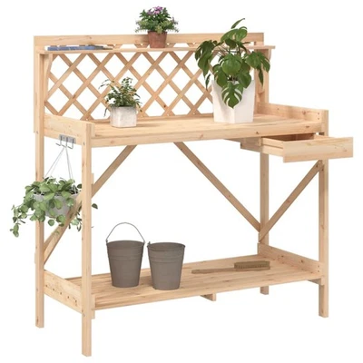 Banco para Macetas con Enrejado Mesa de Plantas Madera Maciza de Abeto vidaXL - Imagen 1 de 2