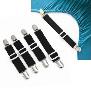 Clips para sábanas, correas para sábanas ajustables, negro (4 paquetes) - Imagen 1 de 5