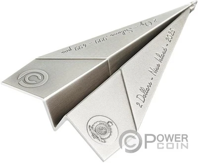 PAPER AIRPLANE Folded Dreams 2 Oz Silver Coin 2$ Niue 2025 - Image 1 of 4