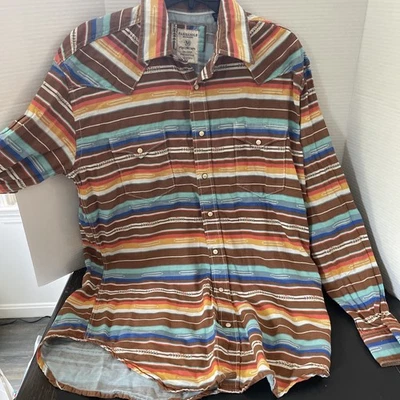 Camisa Panhandle Mujer L Multicolor Azteca Stock Áspero Perla Snap Western Foto 1 de 4