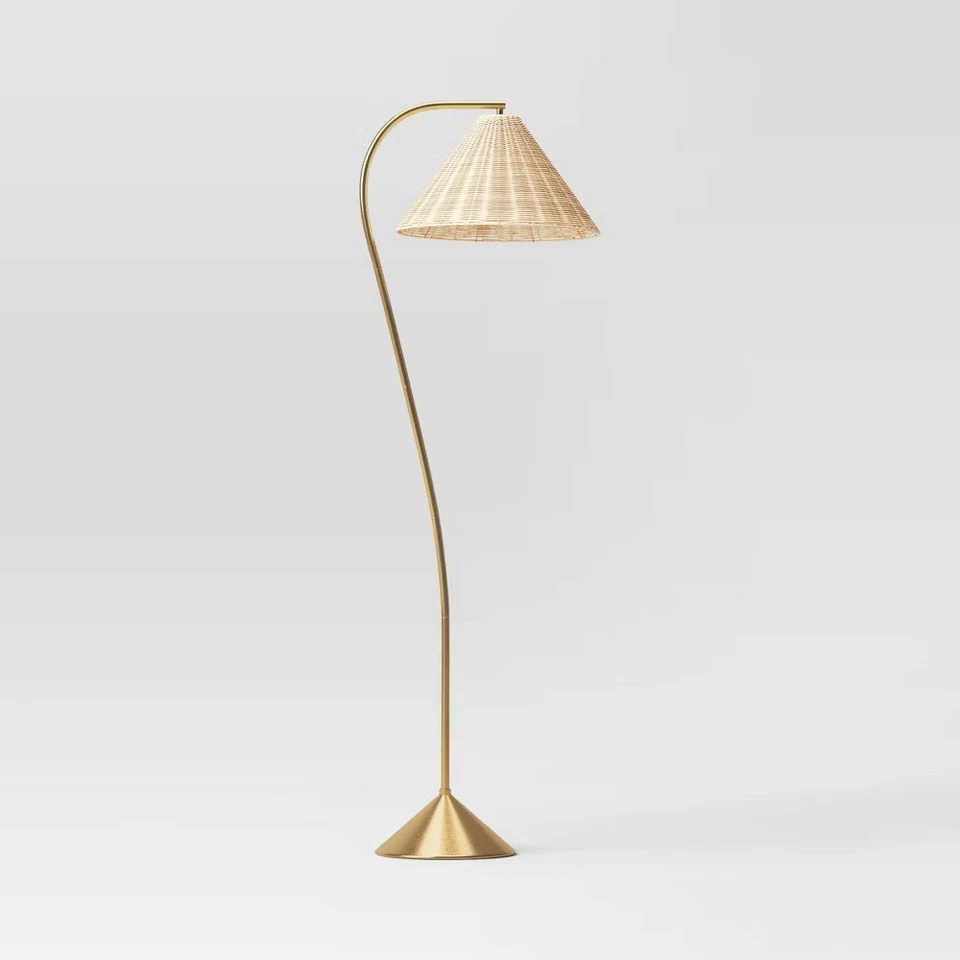 Gooseneck Floor Lamp with Natural Shade Brass - Threshold Adjustable