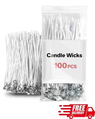 100PCS 6 Inch Cotton Candle Wicks for Candle Making, Thick Pre-Waxed Wick Set - Image 1 of 4
