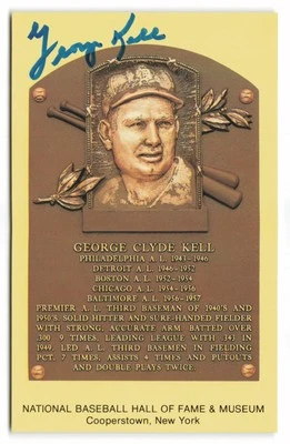 George Kell Signed HOF Plaque Postcard Autograph Tigers White Sox - Image 1 of 2