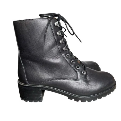 Bota de cuero Madewell The Julien con cordones con suela gruesa negra para mujer talla 8,5 S6 Foto 1 de 4