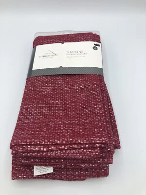 Threshold Set Of 4 Washable Fabric Napkins Ruby Red & Silver 20" X 20" - Image 1 of 2
