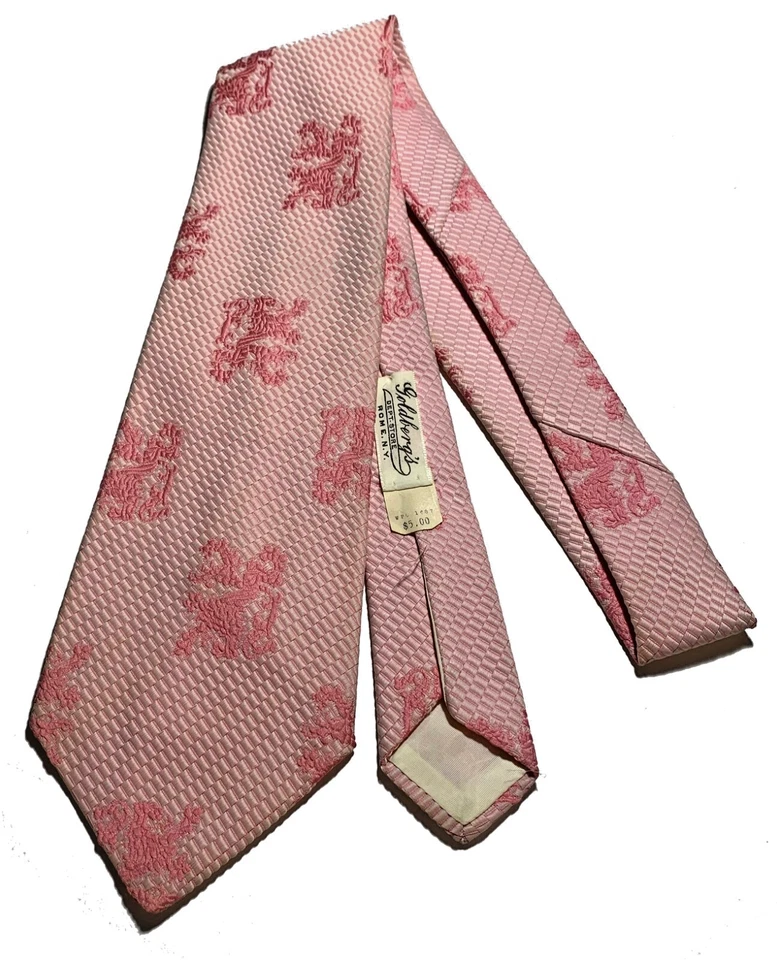 GRENADA by EXCELLO Vintage Años 70 Para Hombre Texturizado Poli Corbata Ancha Rosa Grifo Rampante Foto 1 de 4