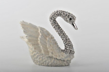 Keren Kopal  white Swan  Trinket Box Decorated with Austrian Crystals