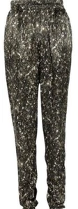 LANVIN ETE 2012 Charcoal Grey Silk Sequin Print Tapered Trousers Pants FR38 UK10 - Picture 1 of 10