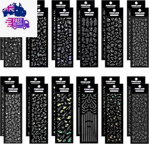 Holographic Kpop Deco Stickers, 24 Sheets Korean Self Adhesive Clear Glitter Sta - Picture 1 of 12