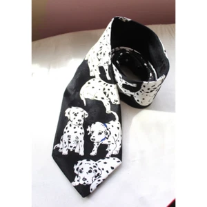 Surrey Herren Hunde Show Krawatte Dalmatiner Welpen Polysilk Jacquard Tie Vintage 90er - Bild 1 von 5