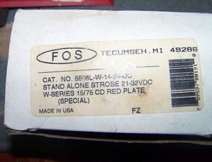 Placa roja estroboscópica de alerta de incendio independiente FOS 5508L-W-14-24-DC de 14-24 V CC - Imagen 1 de 3