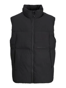 Jack & Jones Bodywarmer Gilet Quilted Padded Full Zip Sleeveless Black - Picture 1 of 7