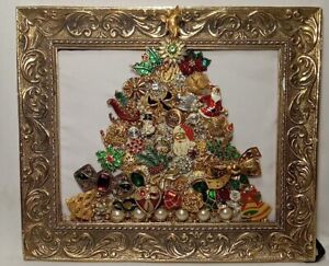 Vintage Jewelery Framed Art Christmas Tree ~One Of A Kind~