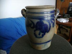 Sauerkraut Tontopf Keramik Steinzeug grau / blau ca. 16cm DM / 24cm hoch /  1027