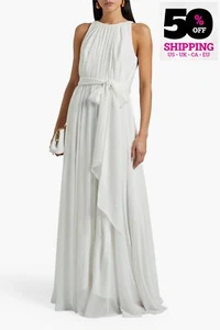 RRP€725 BADGLEY MISCHKA Flare Wedding Dress US6 UK10 IT42 M Belted Lined - Picture 1 of 5