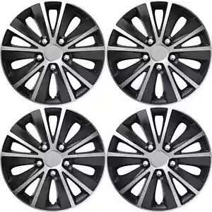 FÜR TOYOTA COROLLA - RADKAPPEN 15 ZOLL RAPIDE SCHWARZ & SILBER 4 STÜCK SET - Bild 1 von 4