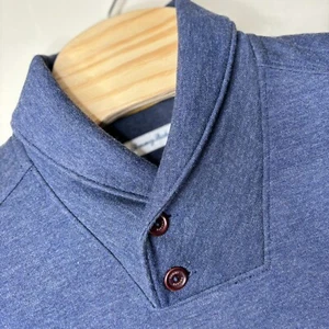 Tommy Bahama Sweatshirt Herren M blau Pullover Knopf Fleece gefüttert Poly Wolle Golf - Bild 1 von 7
