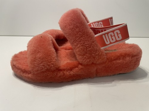 UGG FLUFF YEAH SLIDE PEACH BLISS TERRY SLINGBACK PANTOFOLE SANDALO DONNA US 9