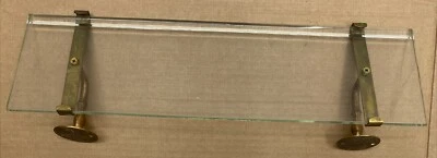 Antique 18”x5”Glass Wall Brackets With Brass Brackets - Image 1 of 4